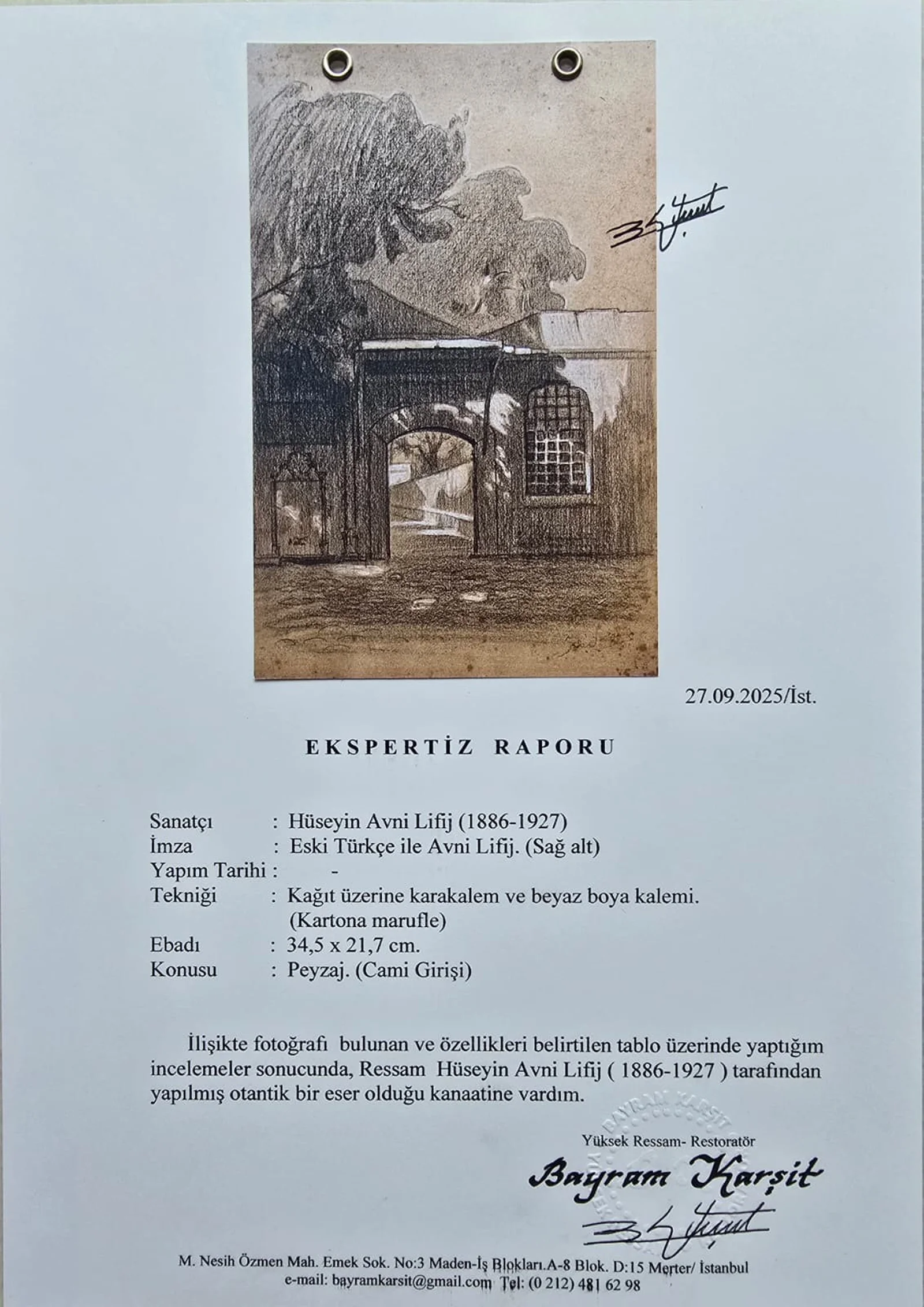 Hüseyin Avni Lifij - Cami Girişi Peyzaj – görsel 3