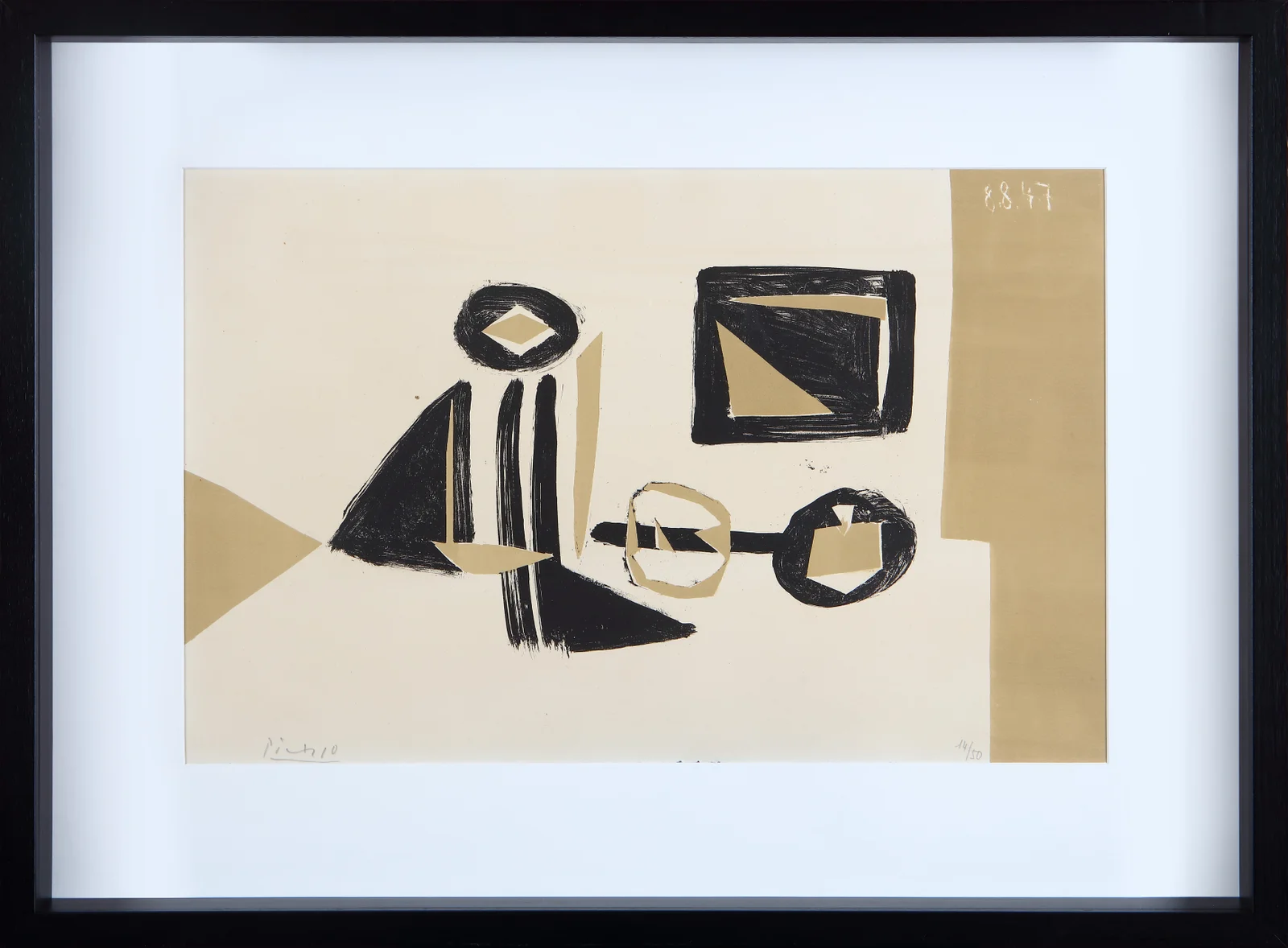 Pablo Picasso - Kompozisyon 8 AOÛT / Literatür BLOCH 460.  Eser yurt dışı müzayede çıkışlıdır. - 1947 – görsel 2